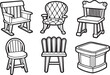 Set of hand drawn chair icons in doodle style. Vector illustration.