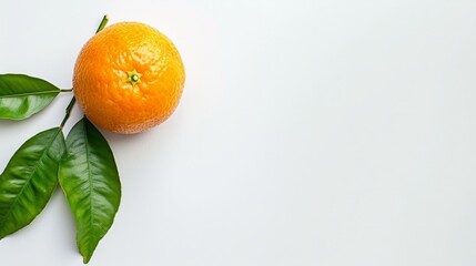 Wall Mural - Fresh tangerine with green leaf generative ai