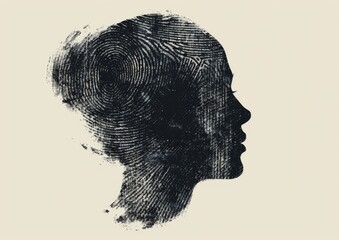 fingerprint silhouette of a human head on a light background