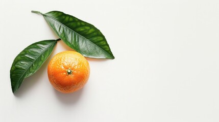 Wall Mural - Fresh tangerine with green leaf generative ai