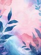 Leaf pattern design, blue pink color abstract background illustration