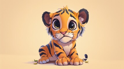Wall Mural - tiger cub illustration for children. generative ai