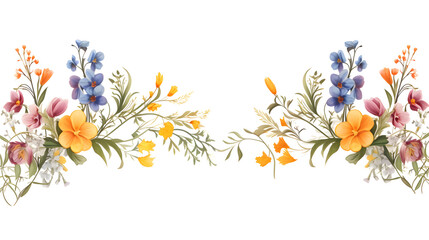 Digital vintage watercolor flowers frame abstract graphic poster web page PPT background