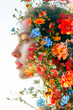 © Eva Corbella - Side profile female face and a colorful butterflys and mens faces, double exposure portrait