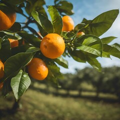 Canvas Print - a orange tree with many oranges hanging from it's branches