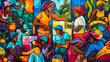 © Keashan - A vibrant mural depicting diverse people working together.