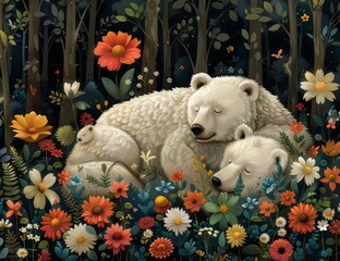 Wall Mural - bear and panda in the forest