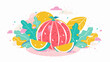 Vibrant Summer Fruit Illustration with Lemon and Watermelon