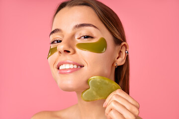 Cosmetology, beauty and spa treatment. Woman in lingerie on pink background.