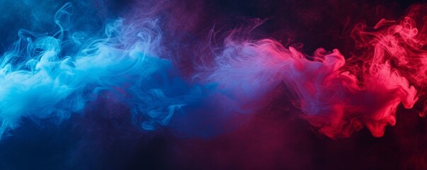 Poster - Blue and red smoke intertwining on a dark background