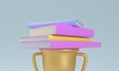 Colorful Books on Trophy - Concept of Academic Achievement.