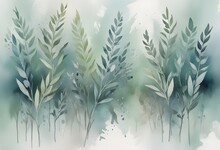  A Painting Of Green Leaves On A White Background,
 Stand Out From The Background. 
