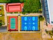 Aerial view of outdoor tennis basketball court
