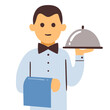 Waiter colorful vector icon