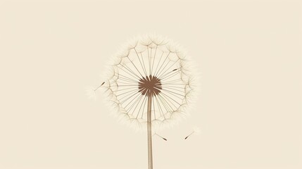 Poster - A depiction of a dandelion puff, simplified to its basic round shape and a few seed lines