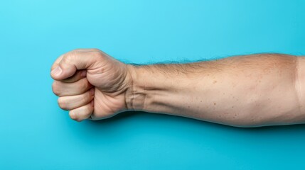   A tight shot of one person's hand touching the upper arm across from it