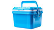 © FMSTUDIO - A blue cooler with a sturdy handle stands on a clean white background on transparent background