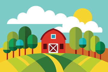 Wall Mural - Farm Scene Vector Background design