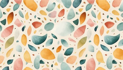 Wall Mural - Abstract italian terrazzo style watercolor seamless pattern texture marble. 