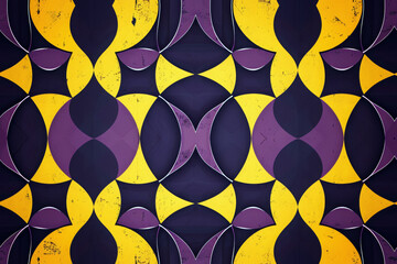 Wall Mural - Colorful purple, yellow and black geometric pattern.