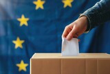 Fototapeta Londyn - Democratic Process in the EU: Voting Symbolism with Ballot Box