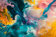 The dynamic interplay of colorful liquids mixing together, creating a vibrant and ever-changing abstract scene - Generative AI
