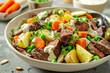 A classic boeuf salad, emphasizing the dish's colorful components and rich flavors - Generative AI