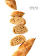Creative layout made of bread on the white background. Food concept. Macro concept.