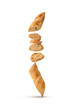 Creative layout made of bread on the white background. Food concept. Macro concept.
