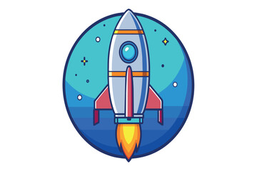 Wall Mural - a rocket is flying through space with a blue background