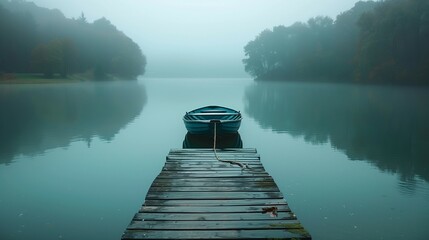 Sticker - Tranquil Morning Mist on the Lake, generative ai