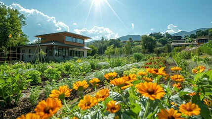 Poster - Blossoming Community Garden Oasis, generative ai