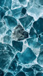 Textured Blue Ice Chunks Interlocking in Close-Up View