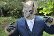 Businessman with a wolf face 