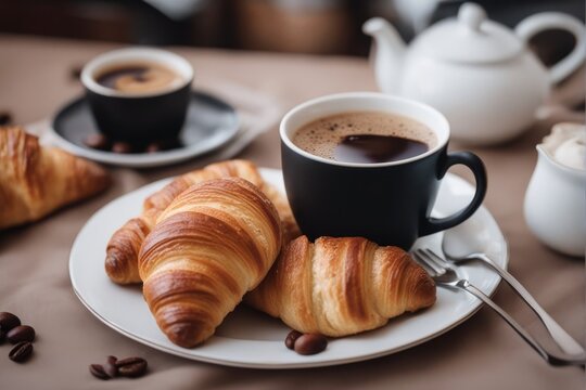 'breakfast cup coffee croissants similar keywords hot drink food croissant jam orange meal fruit jui