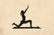 The silhouette of a woman doing yoga,poster on the background of old paper,is suitable for the decor of a yoga studio in a vintage style.