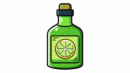 Wall Mural - a bottle of lime essential oil with a label showcasing the vibrant green liquid inside. its scent is