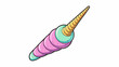 A colorful delicately crafted unicorn horn made entirely out of shimmering sugarcoated marshmallow with a smooth surface and a light springy texture.. Cartoon Vector.
