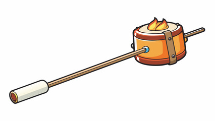 Canvas Print - A compact and portable marshmallow roaster consisting of a telescoping metal rod that can extend to various lengths making it suitable for use over. Cartoon Vector.