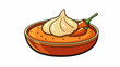 A creamy tangy sauce with a slight grainy texture bursting with the flavors of sundried tomatoes and roasted garlic.  on white background . Cartoon Vector.