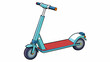 © DigitalSpace - A foldable electric scooter with a tall padded seat wide tires and builtin headlights and taillights for safe riding at night.  on white background. Cartoon Vector.