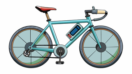 Sticker - A futuristiclooking bicycle with a lightweight carbon fiber frame. It has narrow airfilled tires and disc brakes for a smooth ride. The seat is. Cartoon Vector.