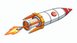 A model rockets engine or motor is a small cylindrical tube that contains a propellant and igniter. Once lit the engine produces a controlled. Cartoon Vector.