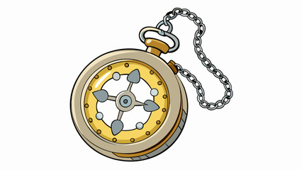 Canvas Print - a pocket watch with a silver chain and a small round face. the casing is engraved with a floral desi