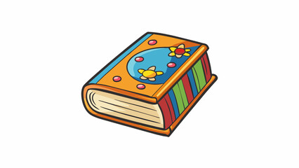 Canvas Print - A small paperback book with a colorful whimsical cover. The pages are thin and delicate indicating it is a wellread and cherished childrens book. . Cartoon Vector.