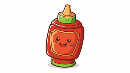 Wall Mural - A staple in any kitchen a squeezable plastic bottle filled with a rich tomatocolored liquid that adds a burst of flavor to any savory dish.  on. Cartoon Vector.