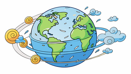 Sticker - A stormy and chaotic world with winds reaching speeds of up to 400 miles per hour. The atmosphere is composed mostly of hydrogen and helium with. Cartoon Vector.