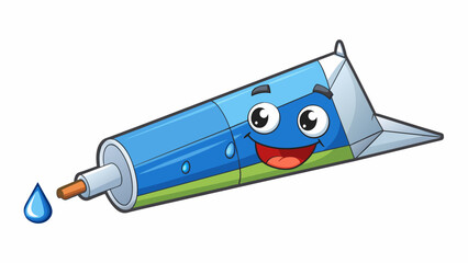 Poster - A tube of waterproof sealant glue for sealing seams holes and tears in the tents rainfly or groundsheet. Its strong adhesive properties make it. Cartoon Vector.