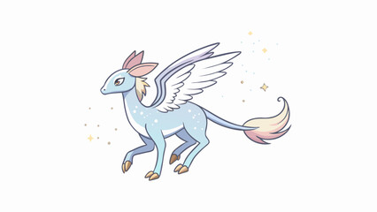 Wall Mural - An elegant creature with a slender body and delicate pastelcolored wings reminiscent of stained glass. Its slender legs end in graceful hooves that. Cartoon Vector.