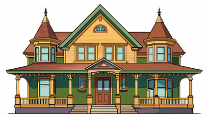 Wall Mural - an old victorianstyle house with a wraparound porch and intricate woodwork details along the roof an